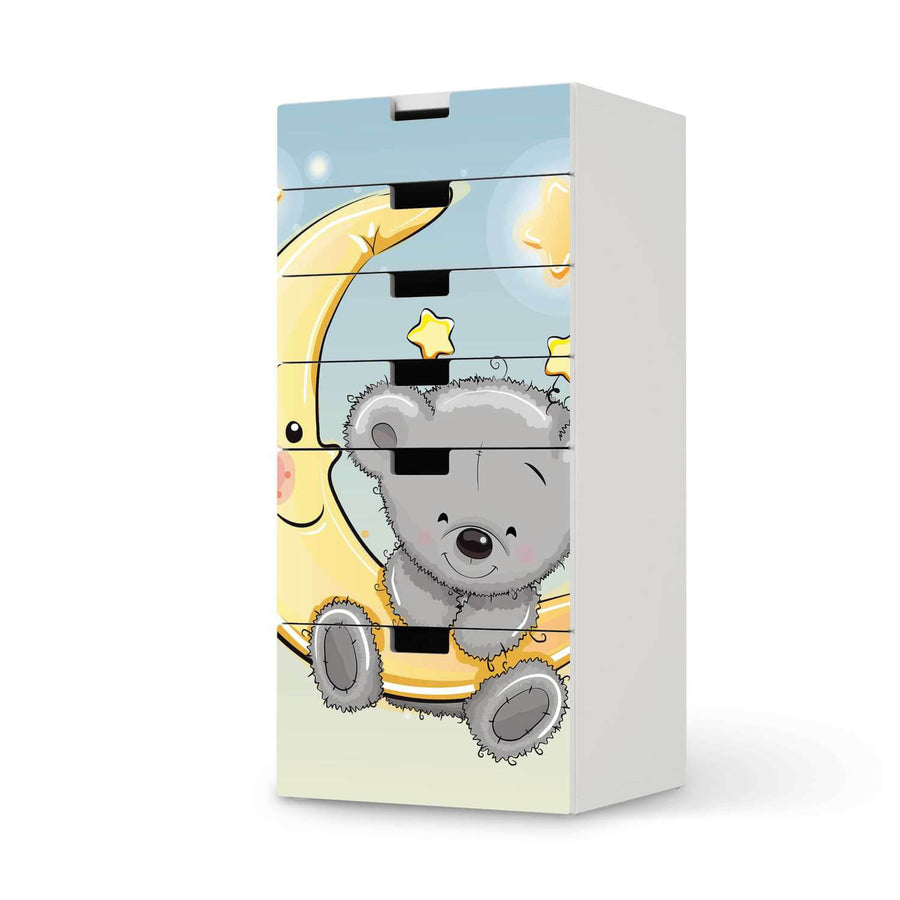 Klebefolie für Möbel Teddy und Mond - IKEA Stuva Kommode - 6 Schubladen  - weiss