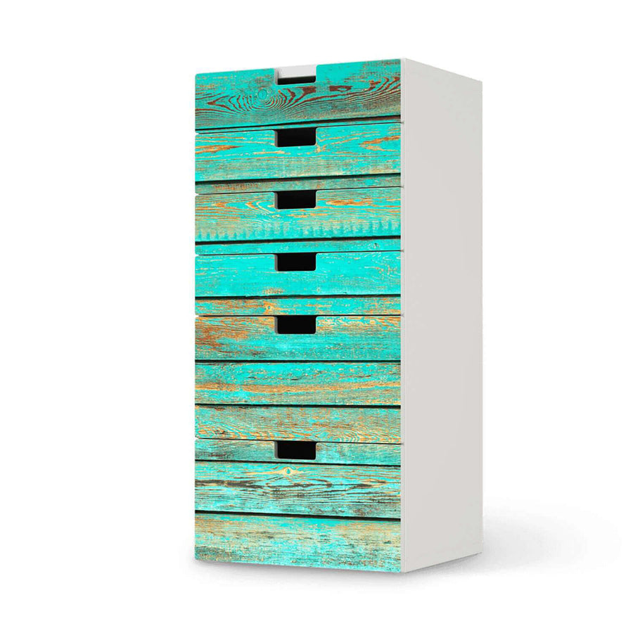 Klebefolie für Möbel Wooden Aqua - IKEA Stuva Kommode - 6 Schubladen  - weiss