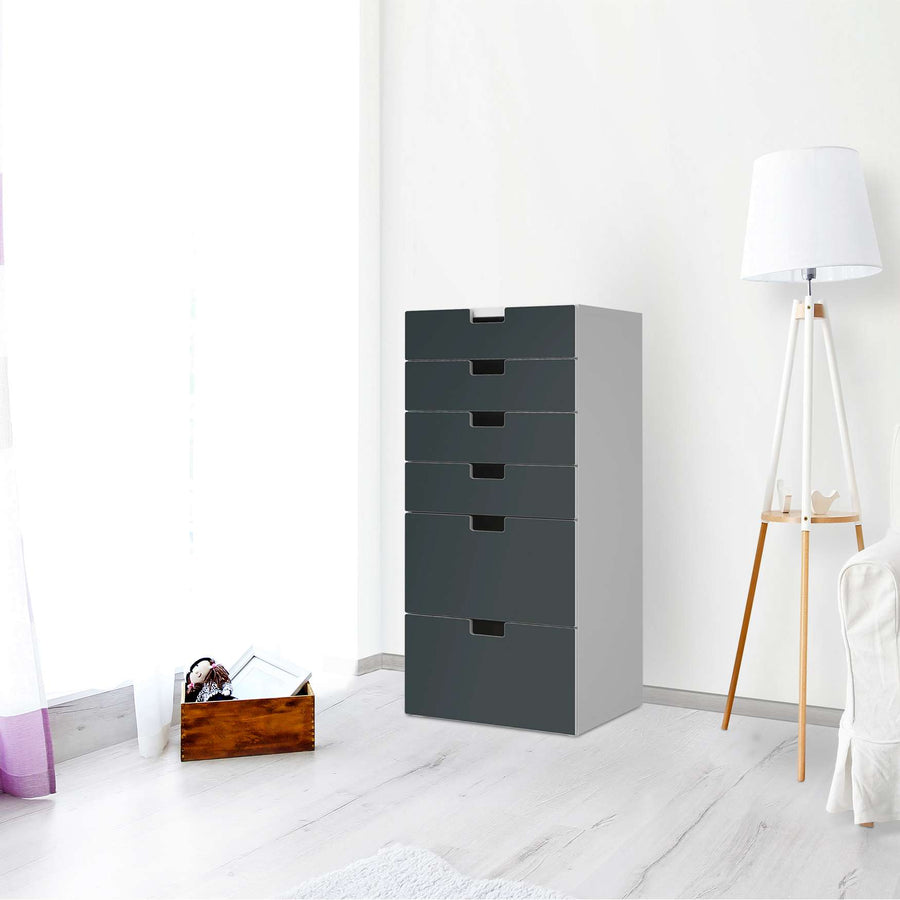 Klebefolie für Möbel Blaugrau Dark - IKEA Stuva Kommode - 6 Schubladen - Wohnzimmer