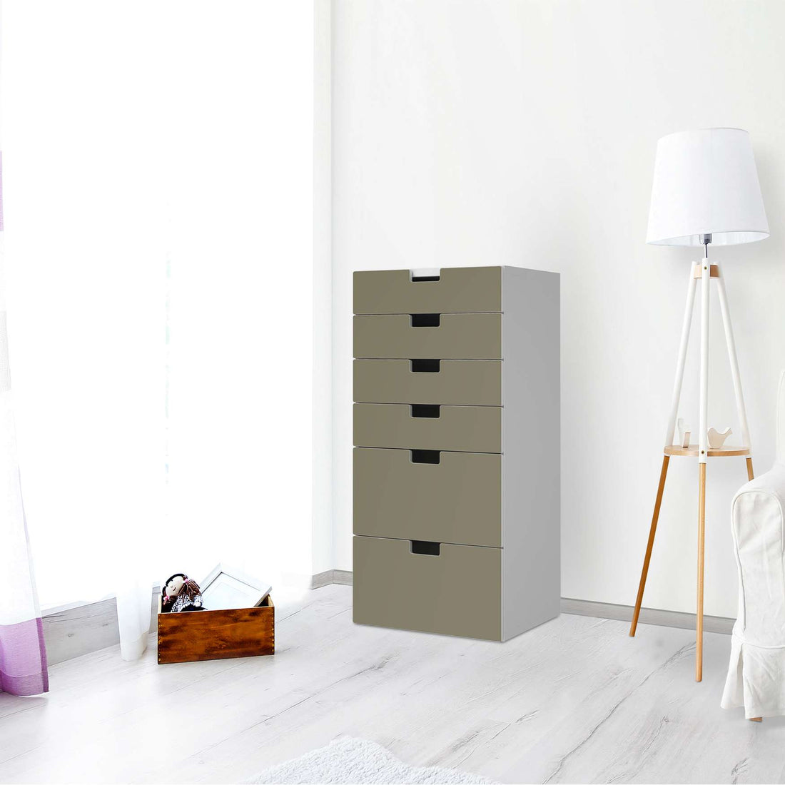 Klebefolie für Möbel Braungrau Light - IKEA Stuva Kommode - 6 Schubladen - Wohnzimmer