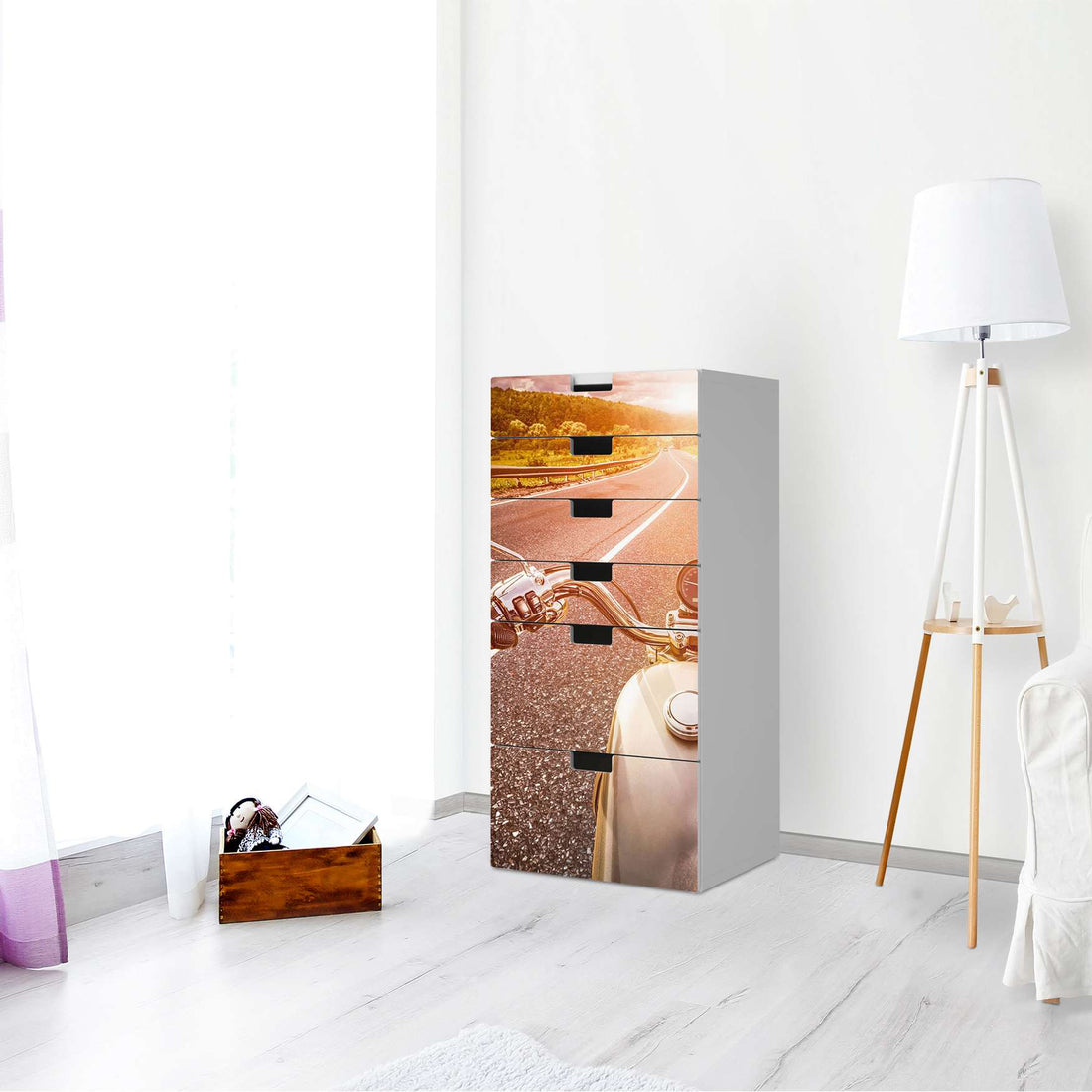 Klebefolie für Möbel Easy Rider - IKEA Stuva Kommode - 6 Schubladen - Wohnzimmer
