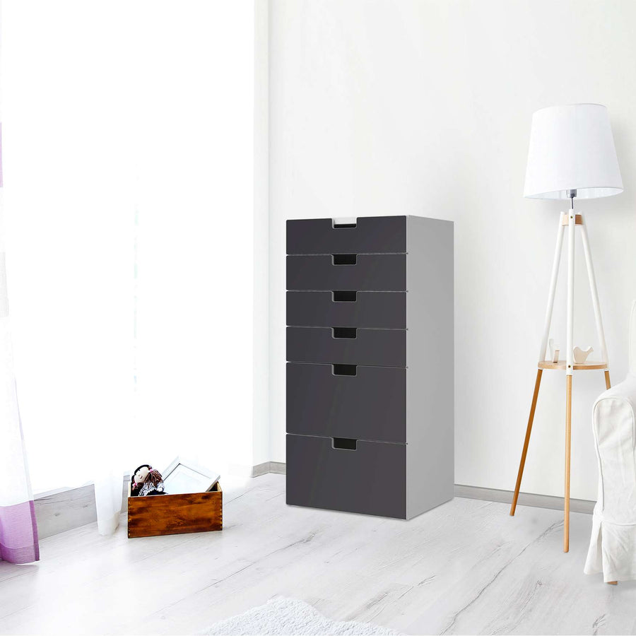 Klebefolie für Möbel Grau Dark - IKEA Stuva Kommode - 6 Schubladen - Wohnzimmer
