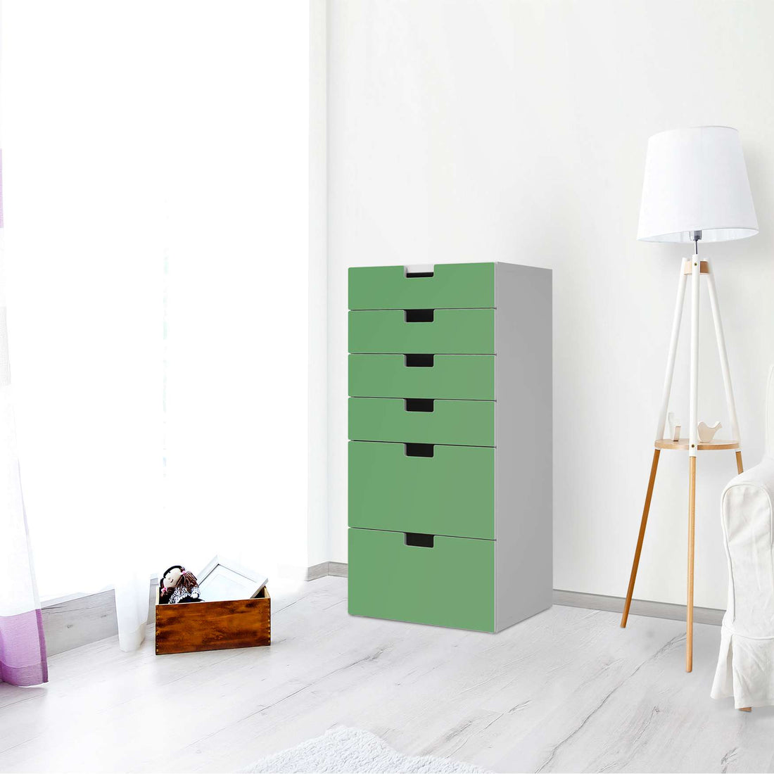 Klebefolie für Möbel Grün Light - IKEA Stuva Kommode - 6 Schubladen - Wohnzimmer