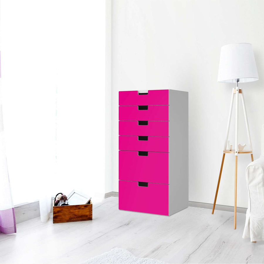 Klebefolie für Möbel Pink Dark - IKEA Stuva Kommode - 6 Schubladen - Wohnzimmer