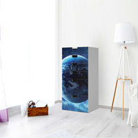 Klebefolie für Möbel Planet Blue - IKEA Stuva Kommode - 6 Schubladen - Wohnzimmer