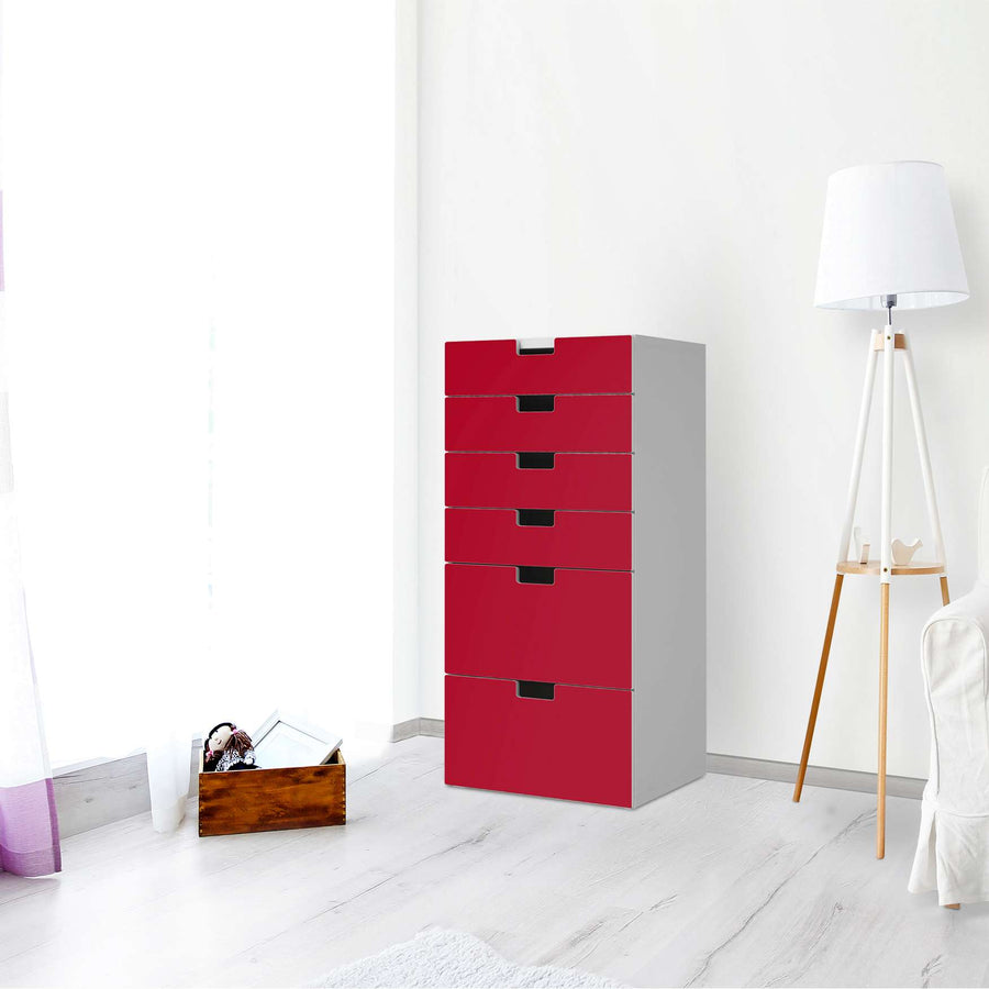 Klebefolie für Möbel Rot Dark - IKEA Stuva Kommode - 6 Schubladen - Wohnzimmer