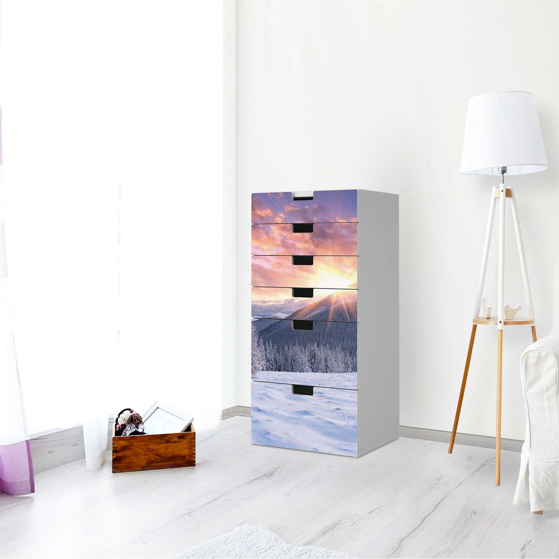 Klebefolie für Möbel Zauberhafte Winterlandschaft - IKEA Stuva Kommode - 6 Schubladen - Wohnzimmer