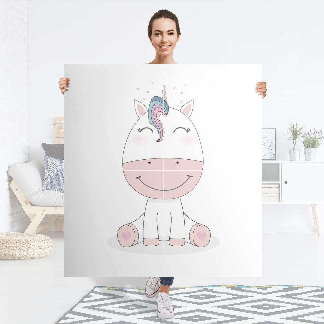 Klebefolie für Schränke Baby Unicorn - IKEA Besta Schrank Quadratisch 4 Türen - Folie