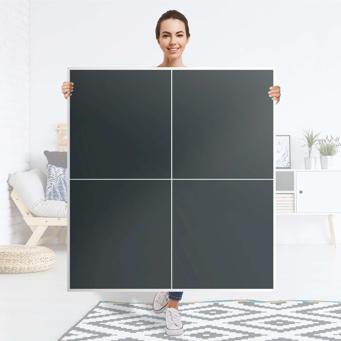 Klebefolie für Schränke Blaugrau Dark - IKEA Besta Schrank Quadratisch 4 Türen - Folie