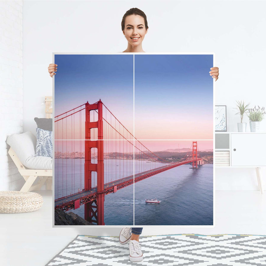 Klebefolie für Schränke Golden Gate - IKEA Besta Schrank Quadratisch 4 Türen - Folie