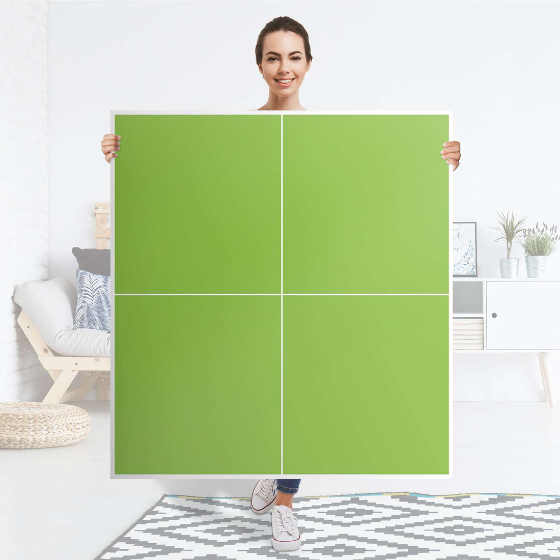 Klebefolie für Schränke Hellgrün Dark - IKEA Besta Schrank Quadratisch 4 Türen - Folie