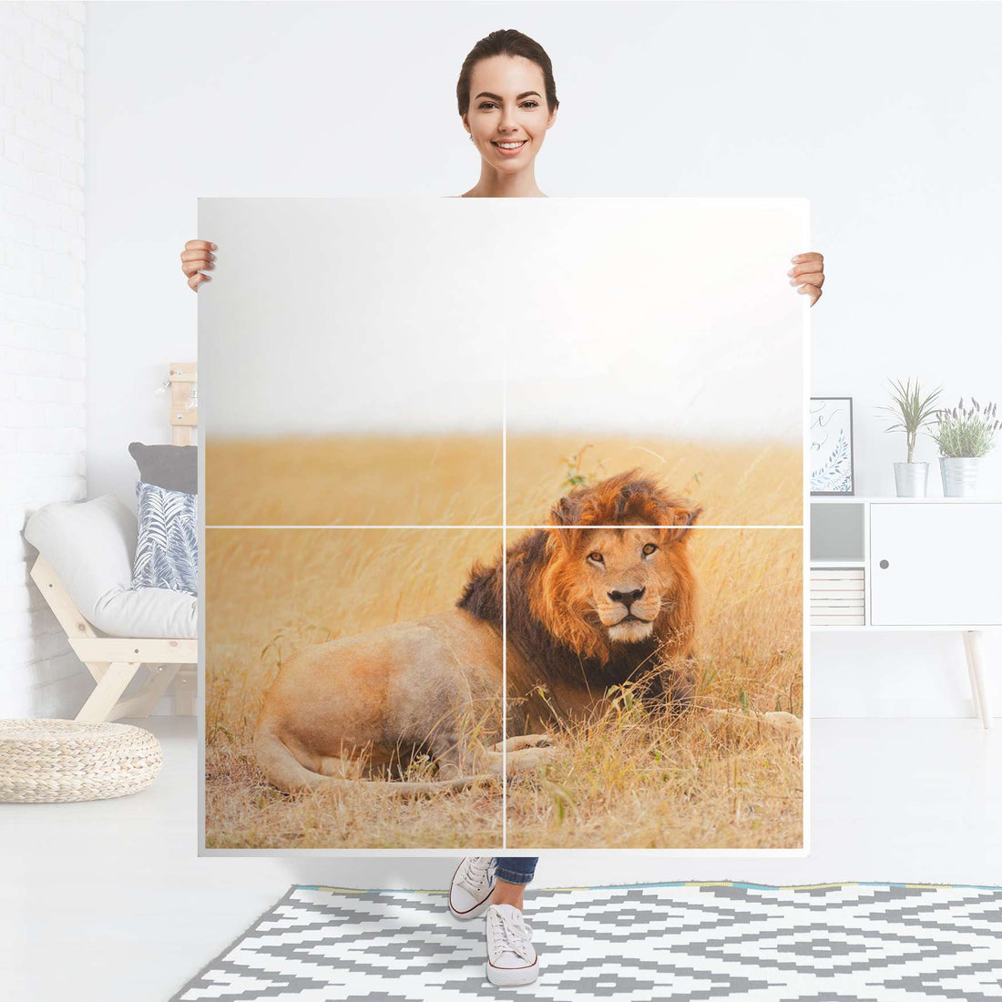 Klebefolie für Schränke Lion King - IKEA Besta Schrank Quadratisch 4 Türen - Folie