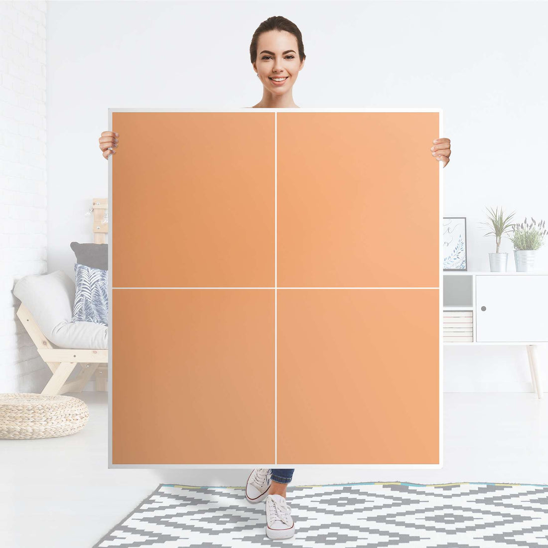 Klebefolie für Schränke Orange Light - IKEA Besta Schrank Quadratisch 4 Türen - Folie