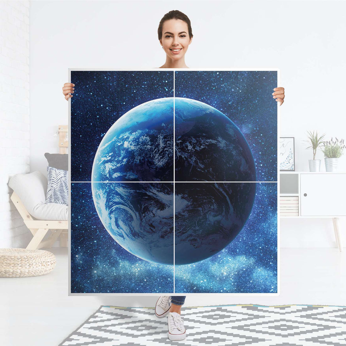 Klebefolie für Schränke Planet Blue - IKEA Besta Schrank Quadratisch 4 Türen - Folie