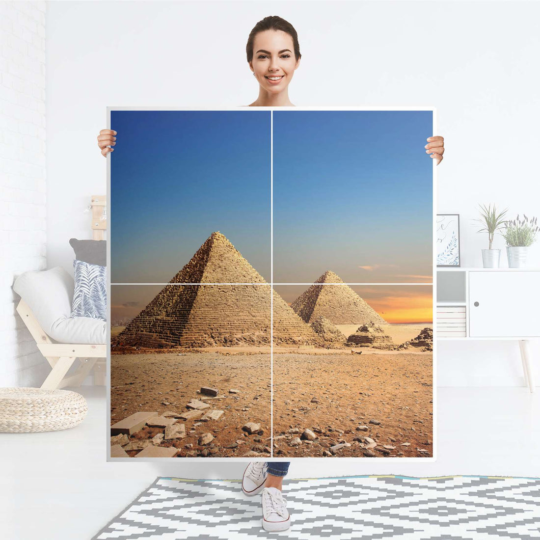 Klebefolie für Schränke Pyramids - IKEA Besta Schrank Quadratisch 4 Türen - Folie