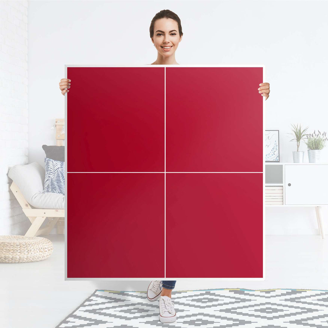 Klebefolie für Schränke Rot Dark - IKEA Besta Schrank Quadratisch 4 Türen - Folie