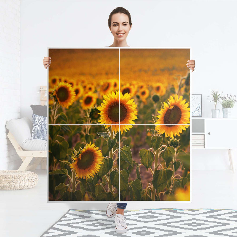 Klebefolie für Schränke Sunflowers - IKEA Besta Schrank Quadratisch 4 Türen - Folie