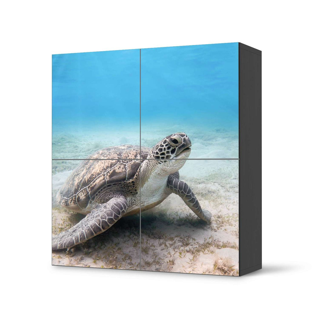 Klebefolie für Schränke Green Sea Turtle - IKEA Besta Schrank Quadratisch 4 Türen - schwarz