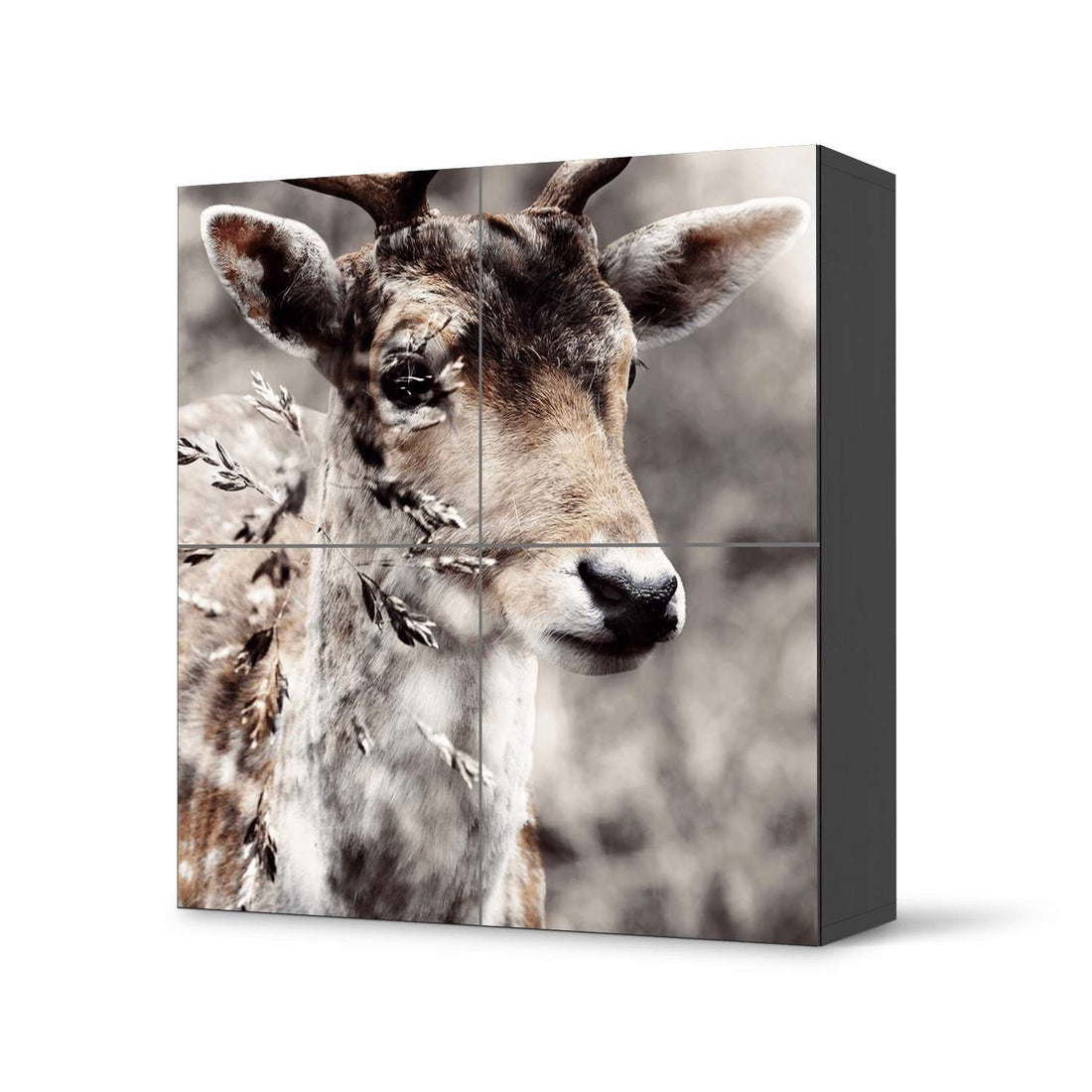 Klebefolie für Schränke Hirsch - IKEA Besta Schrank Quadratisch 4 Türen - schwarz