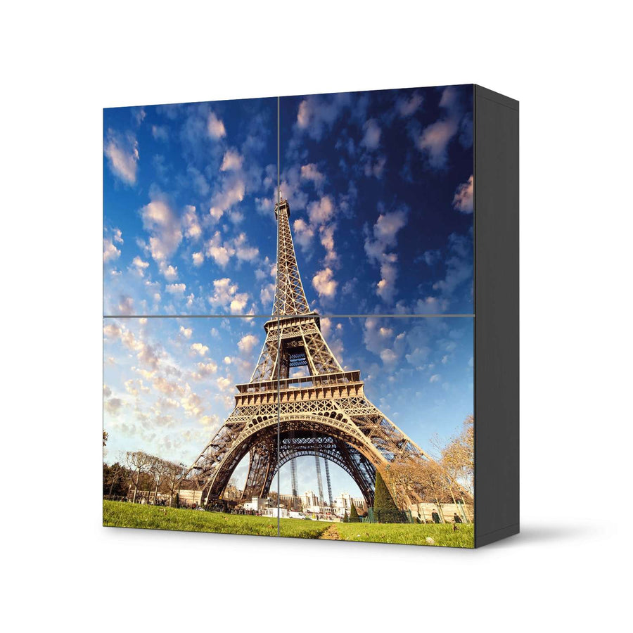 Klebefolie für Schränke La Tour Eiffel - IKEA Besta Schrank Quadratisch 4 Türen - schwarz