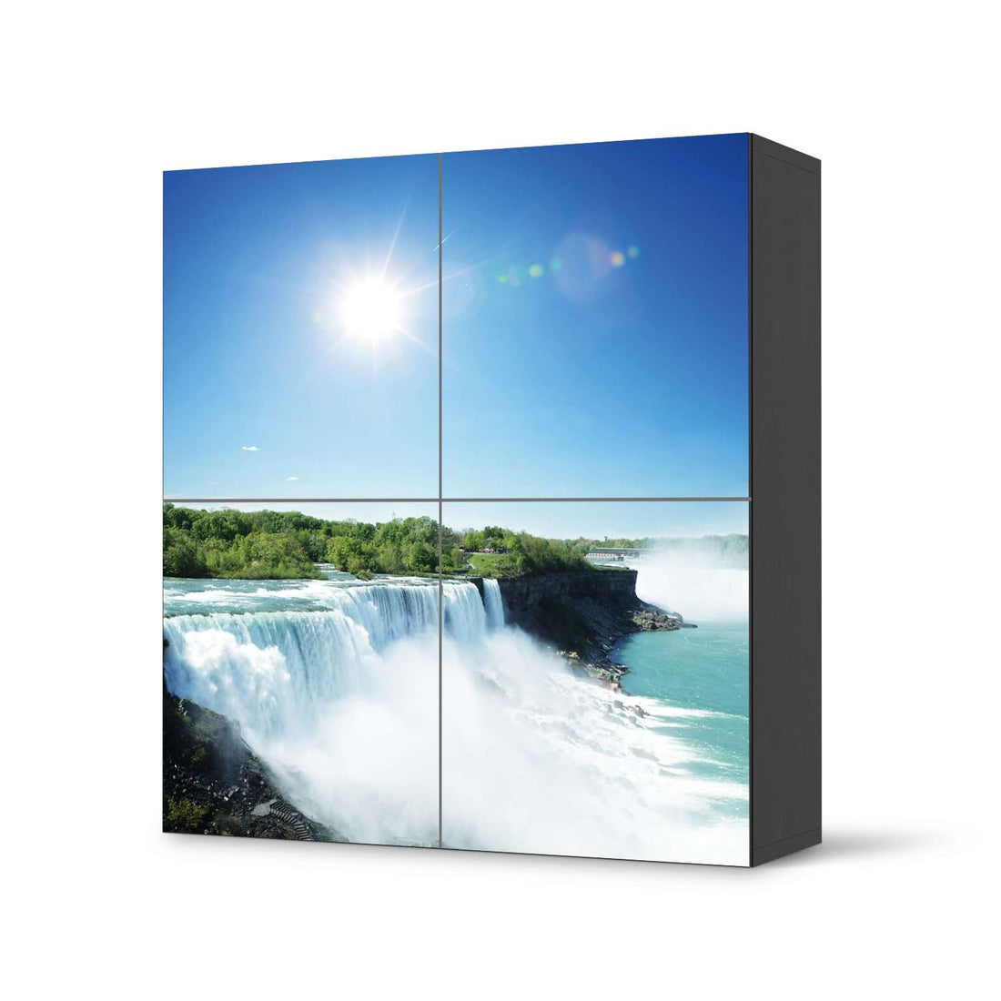Klebefolie für Schränke Niagara Falls - IKEA Besta Schrank Quadratisch 4 Türen - schwarz