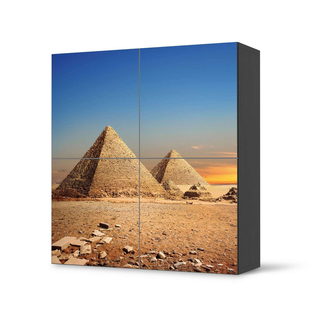 Klebefolie für Schränke Pyramids - IKEA Besta Schrank Quadratisch 4 Türen - schwarz