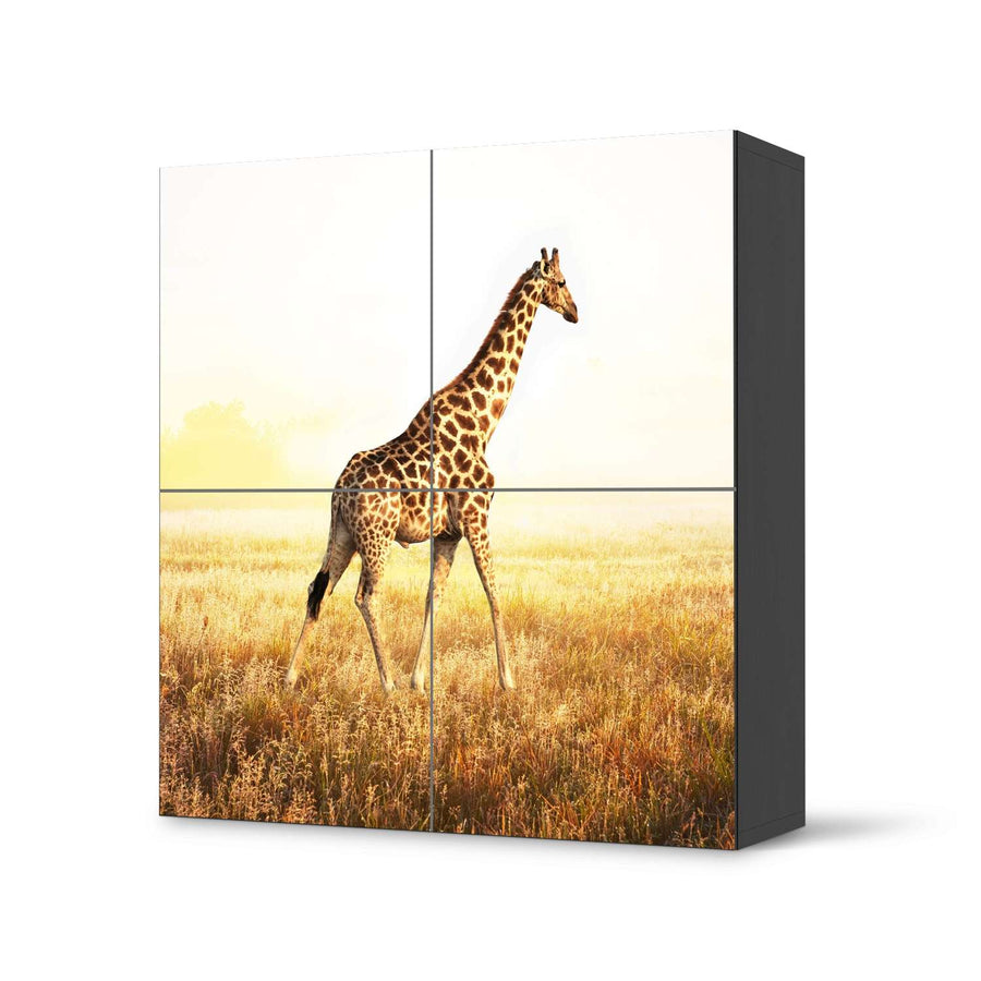 Klebefolie für Schränke Savanna Giraffe - IKEA Besta Schrank Quadratisch 4 Türen - schwarz