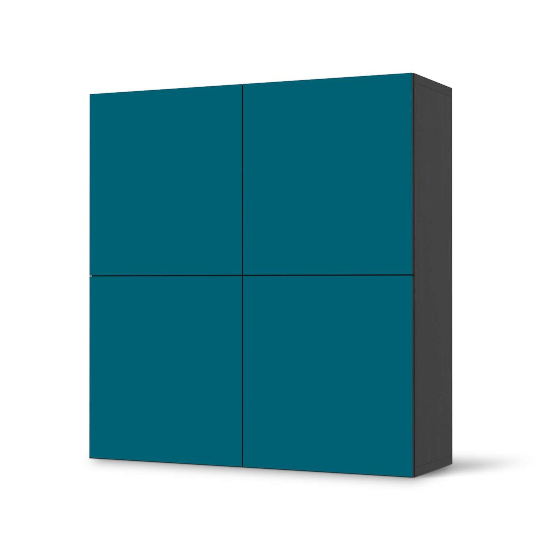 Klebefolie für Schränke Türkisgrün Dark - IKEA Besta Schrank Quadratisch 4 Türen - schwarz