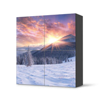 Klebefolie für Schränke Zauberhafte Winterlandschaft - IKEA Besta Schrank Quadratisch 4 Türen - schwarz