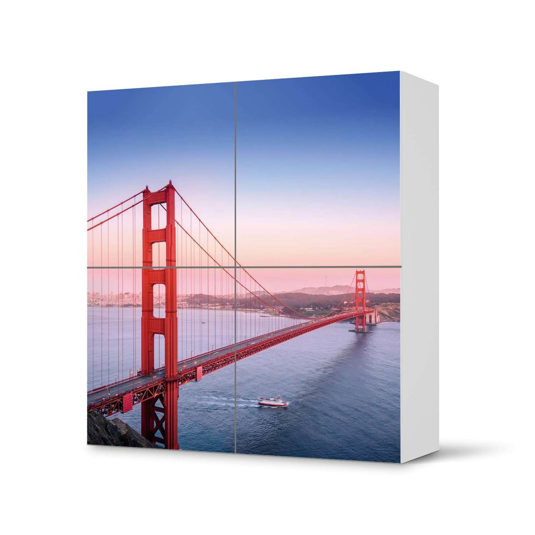 Klebefolie für Schränke Golden Gate - IKEA Besta Schrank Quadratisch 4 Türen  - weiss