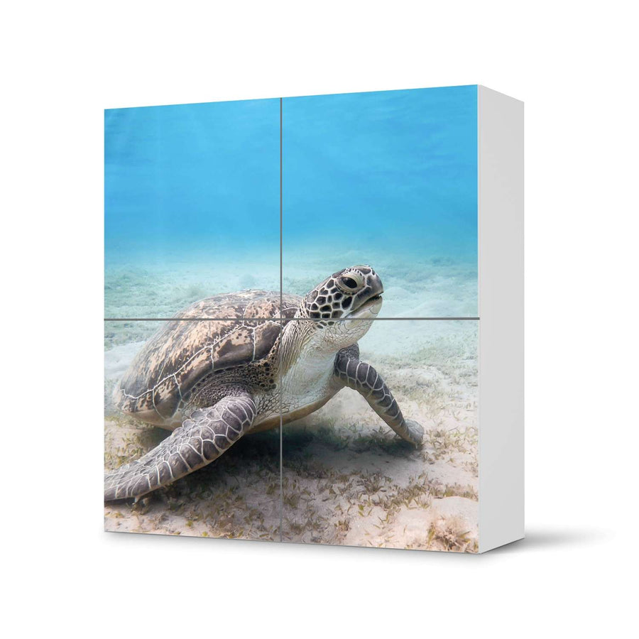 Klebefolie für Schränke Green Sea Turtle - IKEA Besta Schrank Quadratisch 4 Türen  - weiss