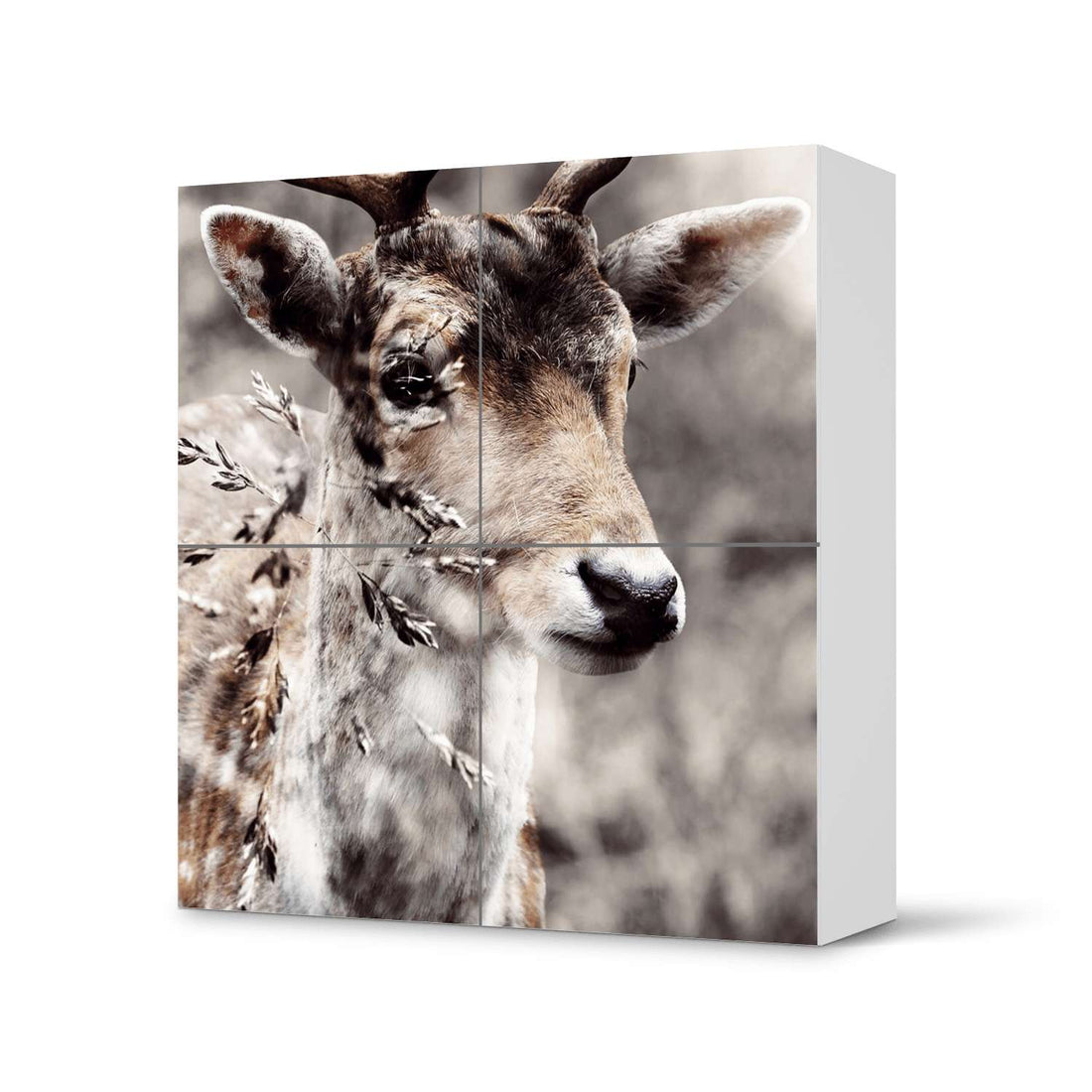 Klebefolie für Schränke Hirsch - IKEA Besta Schrank Quadratisch 4 Türen  - weiss