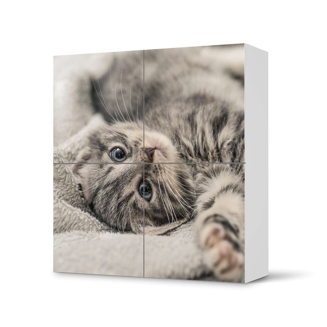 Klebefolie für Schränke Kitty the Cat - IKEA Besta Schrank Quadratisch 4 Türen  - weiss