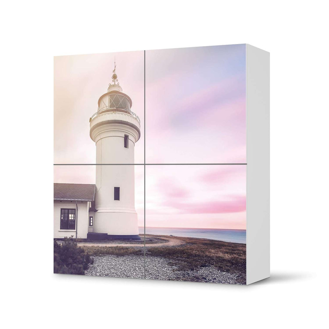 Klebefolie für Schränke Lighthouse - IKEA Besta Schrank Quadratisch 4 Türen  - weiss
