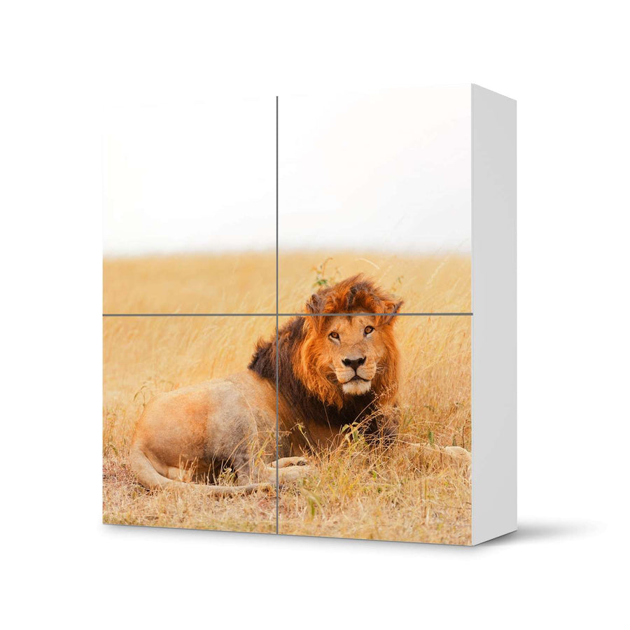 Klebefolie für Schränke Lion King - IKEA Besta Schrank Quadratisch 4 Türen  - weiss