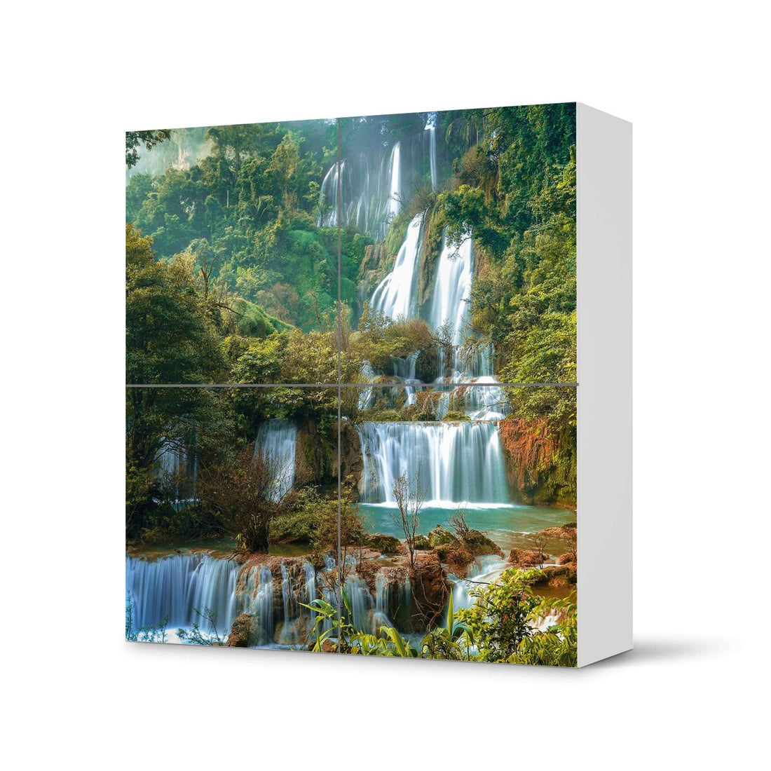 Klebefolie für Schränke Rainforest - IKEA Besta Schrank Quadratisch 4 Türen  - weiss