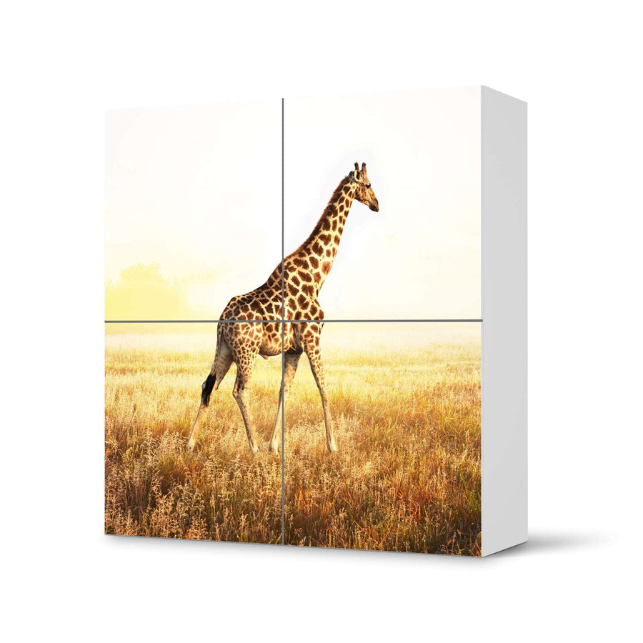 Klebefolie für Schränke Savanna Giraffe - IKEA Besta Schrank Quadratisch 4 Türen  - weiss