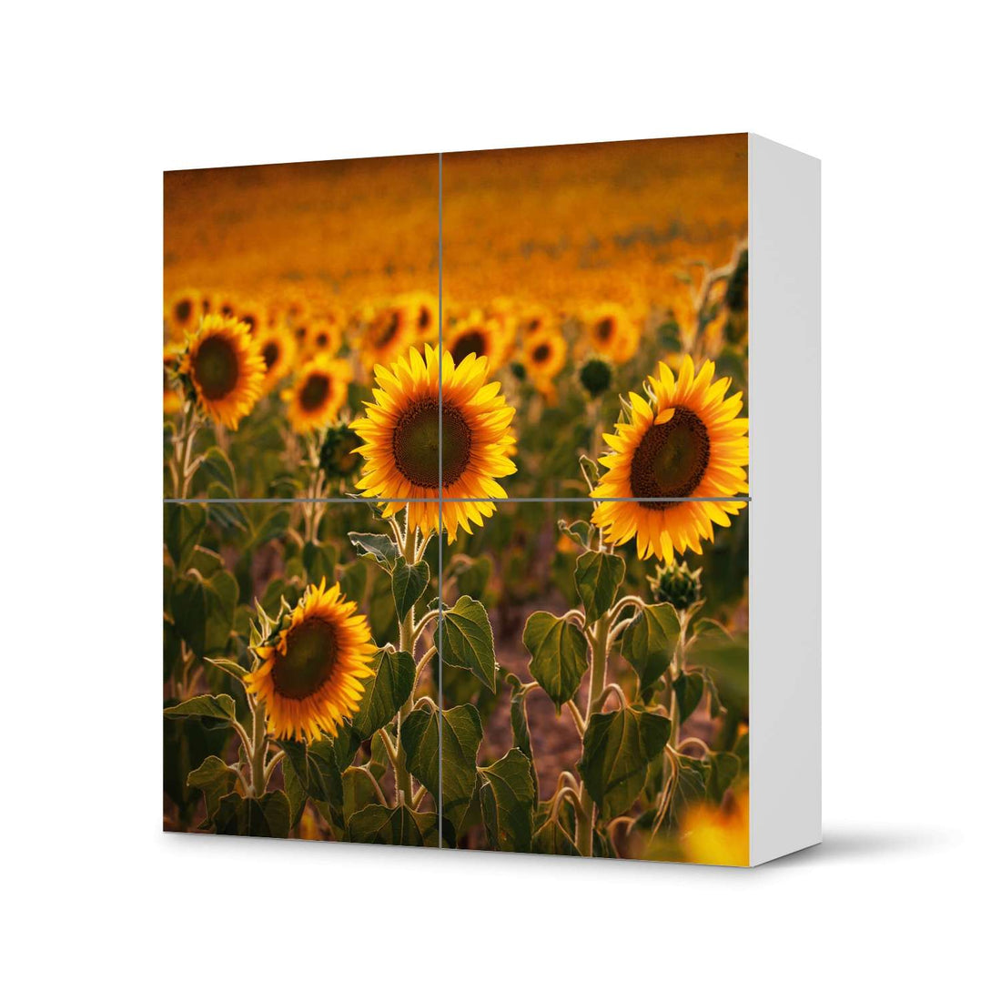 Klebefolie für Schränke Sunflowers - IKEA Besta Schrank Quadratisch 4 Türen  - weiss