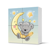 Klebefolie für Schränke Teddy und Mond - IKEA Besta Schrank Quadratisch 4 Türen  - weiss