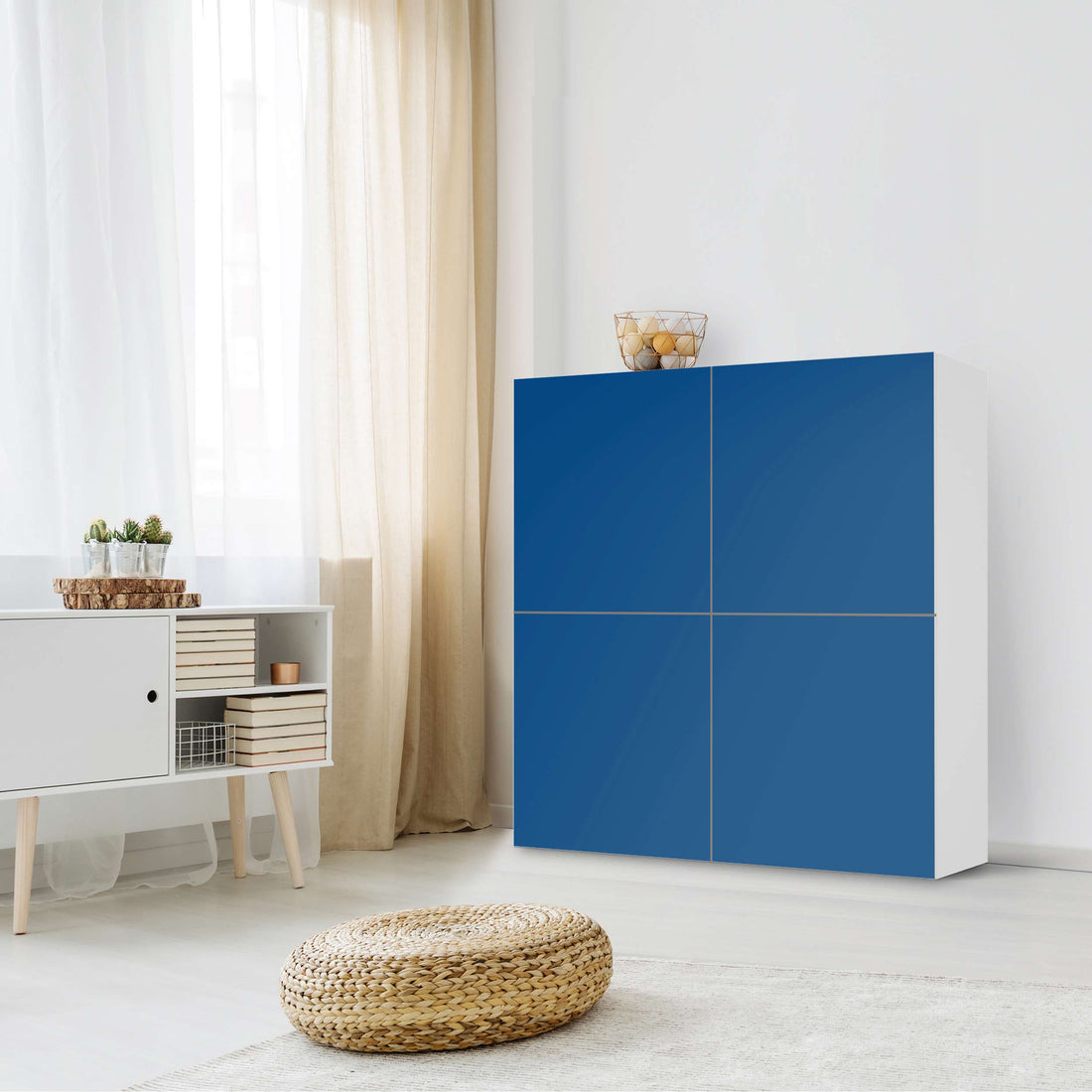 Klebefolie für Schränke Blau Dark - IKEA Besta Schrank Quadratisch 4 Türen - Wohnzimmer