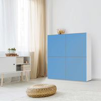 Klebefolie für Schränke Blau Light - IKEA Besta Schrank Quadratisch 4 Türen - Wohnzimmer