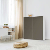 Klebefolie für Schränke Braungrau Dark - IKEA Besta Schrank Quadratisch 4 Türen - Wohnzimmer