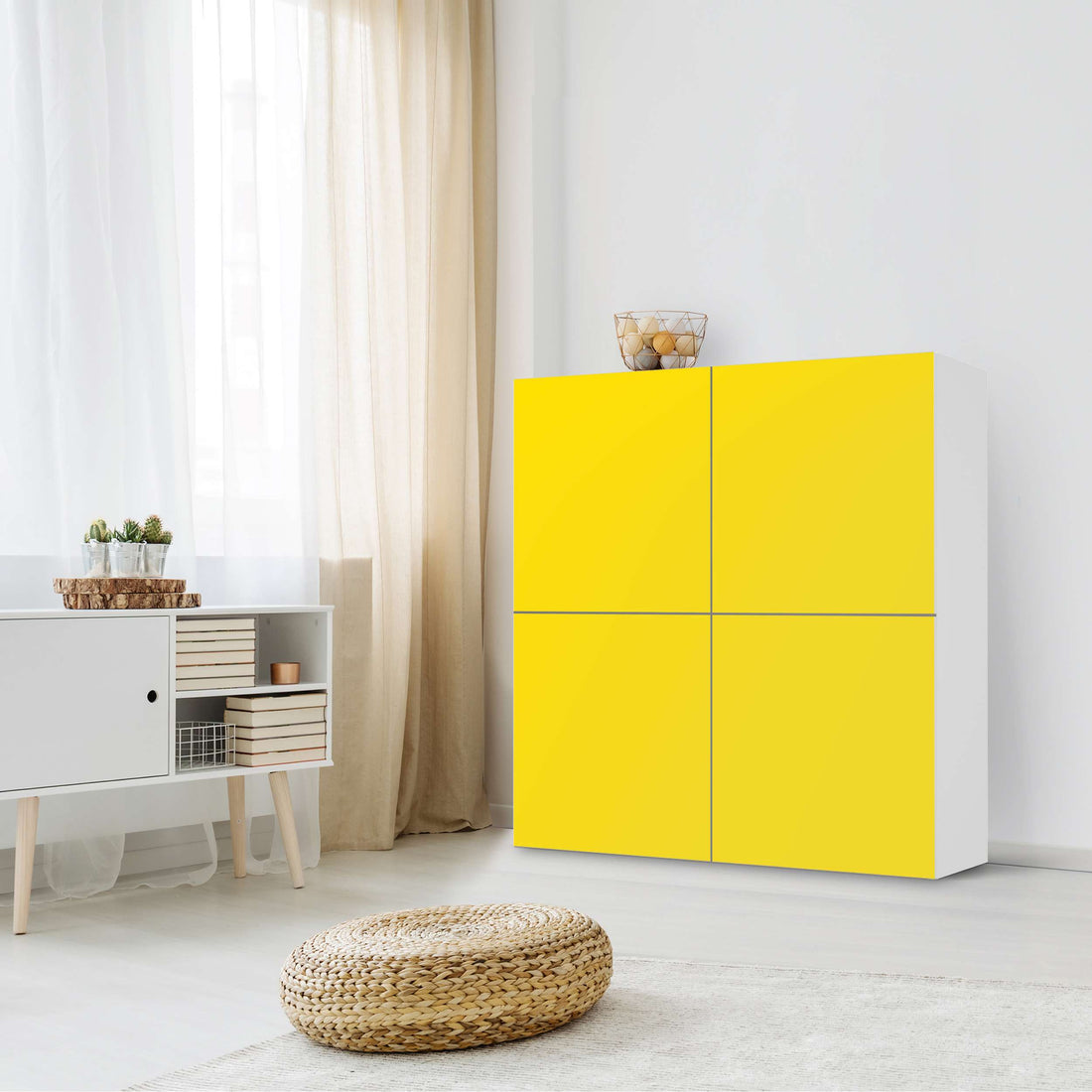 Klebefolie für Schränke Gelb Dark - IKEA Besta Schrank Quadratisch 4 Türen - Wohnzimmer