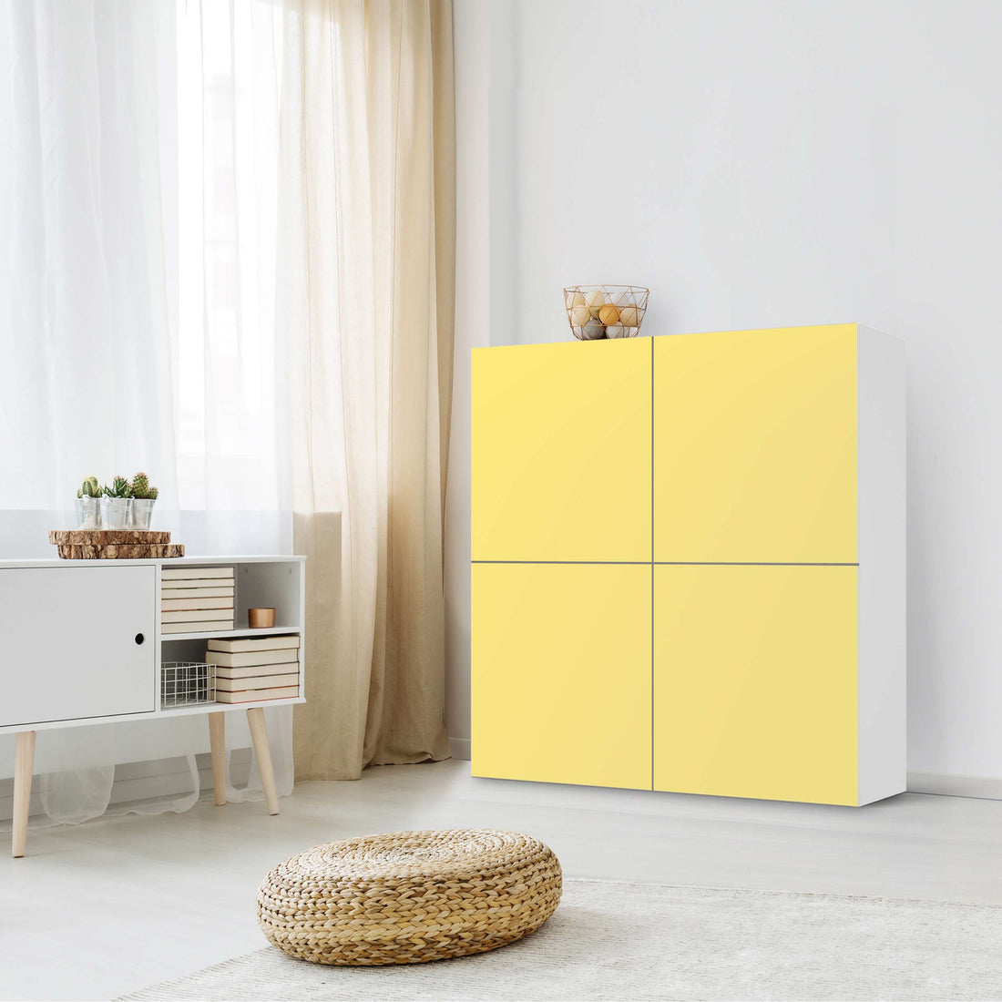 Klebefolie für Schränke Gelb Light - IKEA Besta Schrank Quadratisch 4 Türen - Wohnzimmer