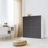 Klebefolie für Schränke Grau Dark - IKEA Besta Schrank Quadratisch 4 Türen - Wohnzimmer