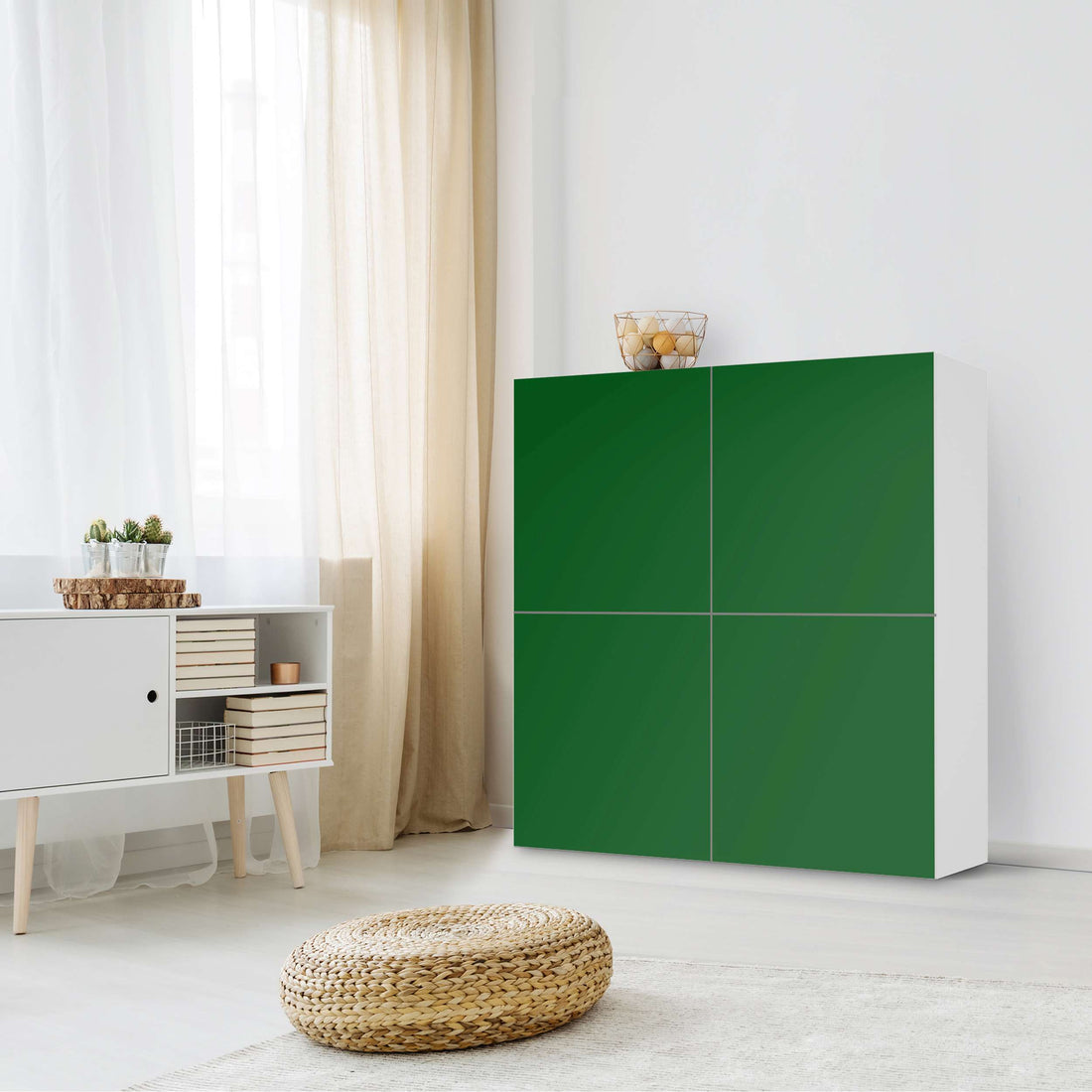 Klebefolie für Schränke Grün Dark - IKEA Besta Schrank Quadratisch 4 Türen - Wohnzimmer