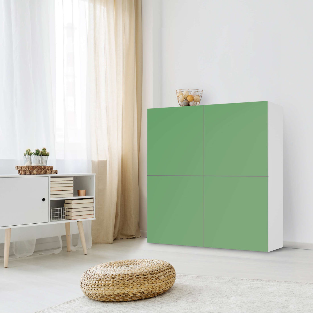 Klebefolie für Schränke Grün Light - IKEA Besta Schrank Quadratisch 4 Türen - Wohnzimmer