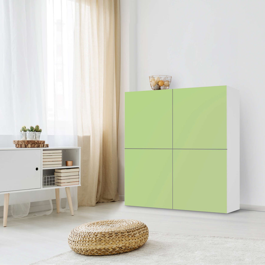 Klebefolie für Schränke Hellgrün Light - IKEA Besta Schrank Quadratisch 4 Türen - Wohnzimmer