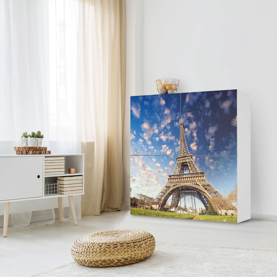 Klebefolie für Schränke La Tour Eiffel - IKEA Besta Schrank Quadratisch 4 Türen - Wohnzimmer