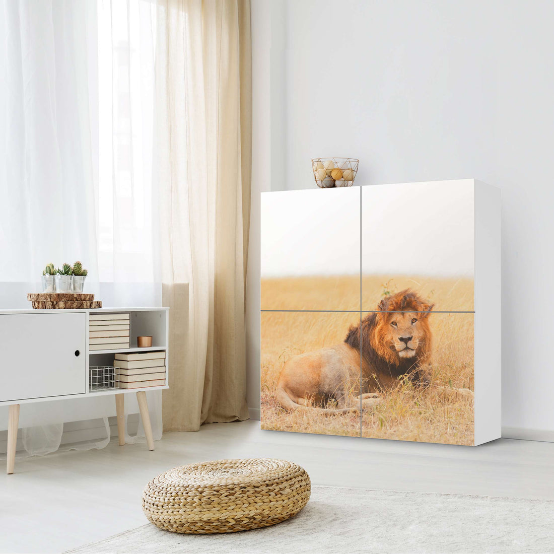 Klebefolie für Schränke Lion King - IKEA Besta Schrank Quadratisch 4 Türen - Wohnzimmer